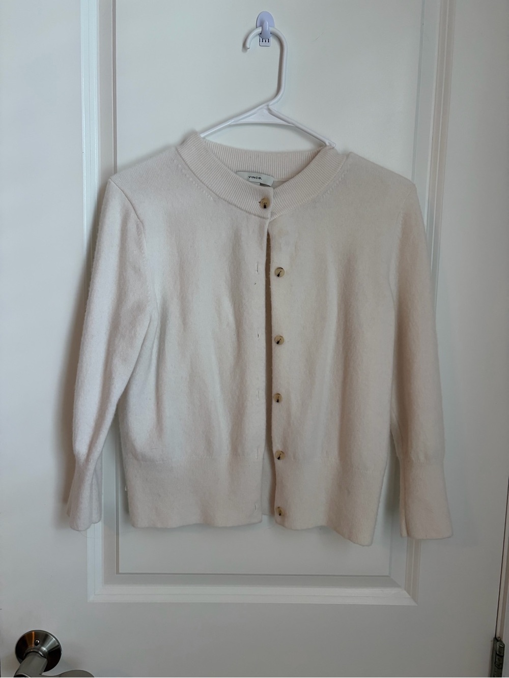 Vince Cream Button-Front Wool/Cashmere Blend Cardigan